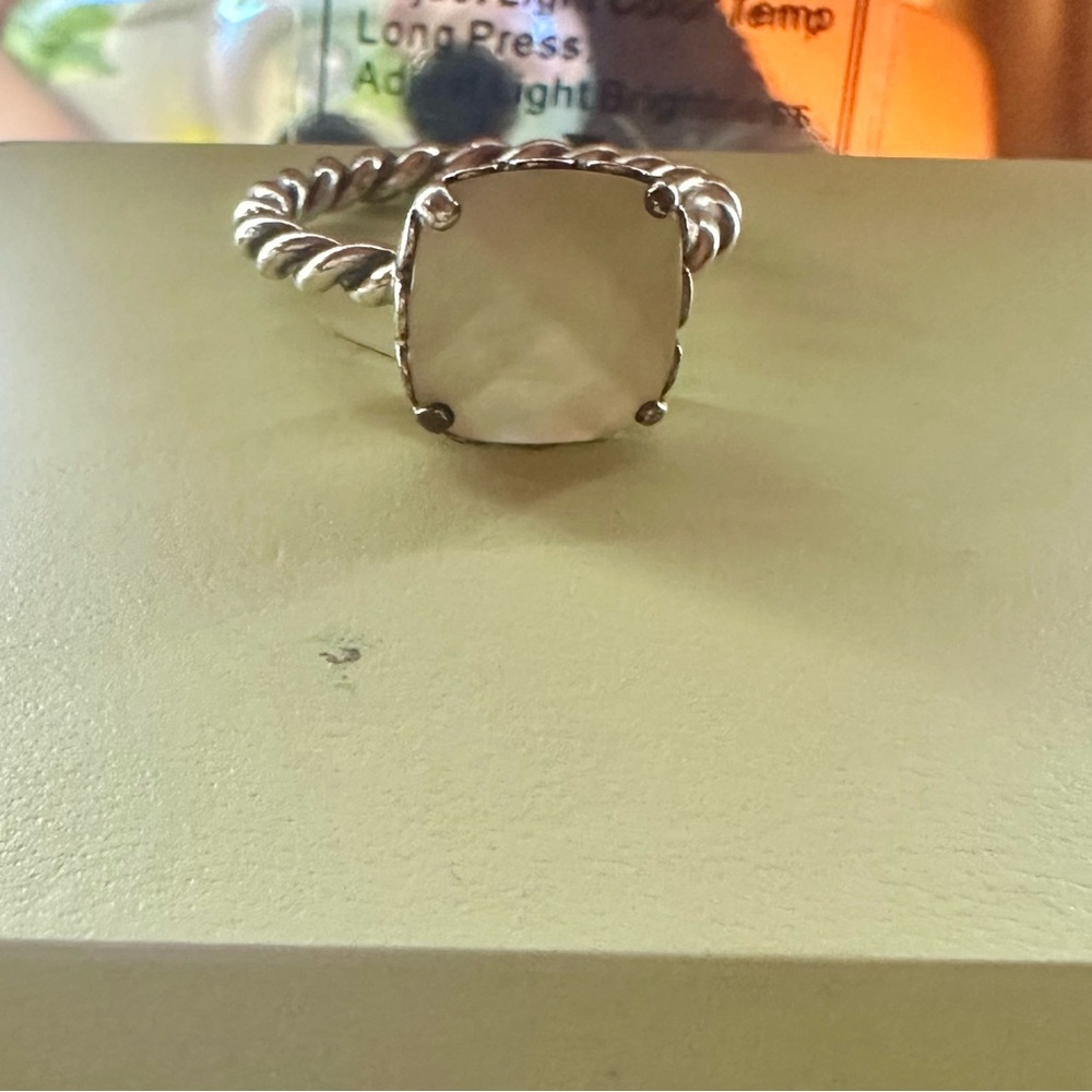 Elegant Silver Ring with Cream Stone